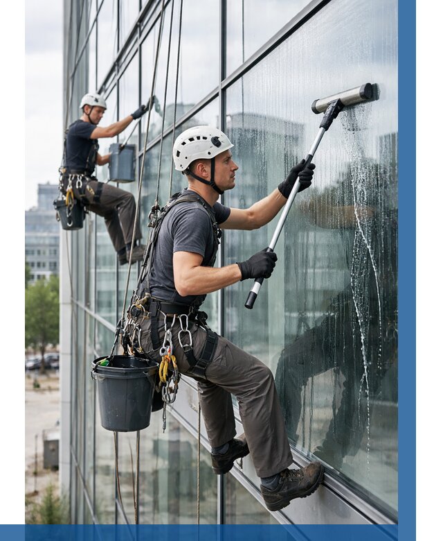 Мойка витражей альпинистами в Новотроицке от 733 р. под ключ|ВЫСОТНИК-Нвт