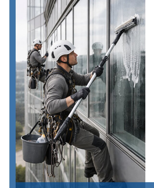 Высотная мойка сплошного остекления с выездом в Новотроицке