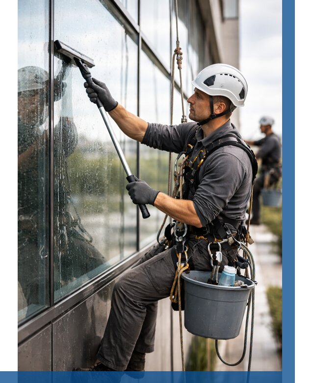 Мойка стеклянных фасадов в Новотроицке от 209 р. | ВЫСОТНИК-Нвт