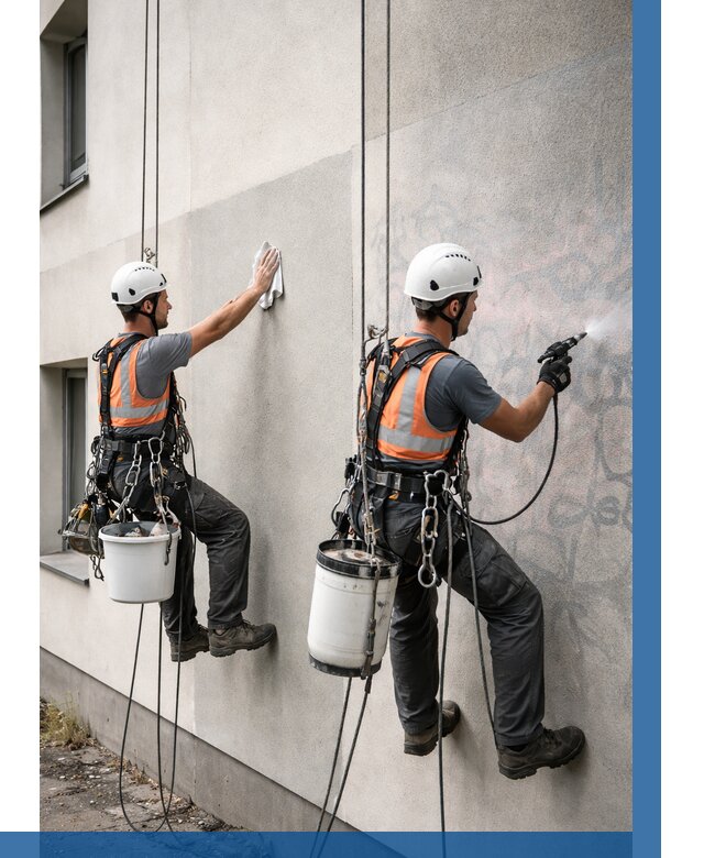 Антиграффити покрытие фасада в Новотроицке от 628 р. | ВЫСОТНИК-Нвт