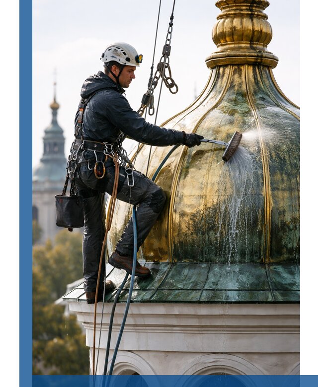 Профессиональная мойка куполов и шпилей высотными альпинистами в Новотроицке