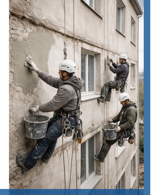 Ремонт штукатурного фасада в Новотроицке от 785 р. под ключ | ВЫСОТНИК-Нвт