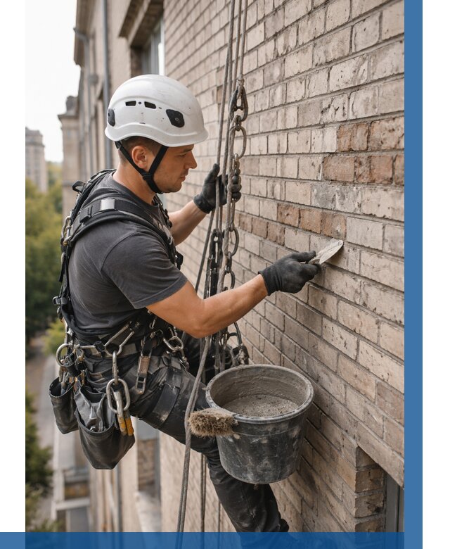 Ремонт кирпичной кладки фасада в Новотроицке от 1884 р. | ВЫСОТНИК-Нвт