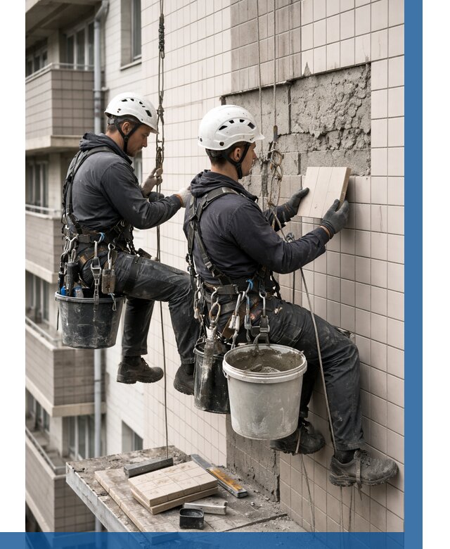 Ремонт облицовки фасада плиткой в Новотроицке от 1884 р. | ВЫСОТНИК-Нвт