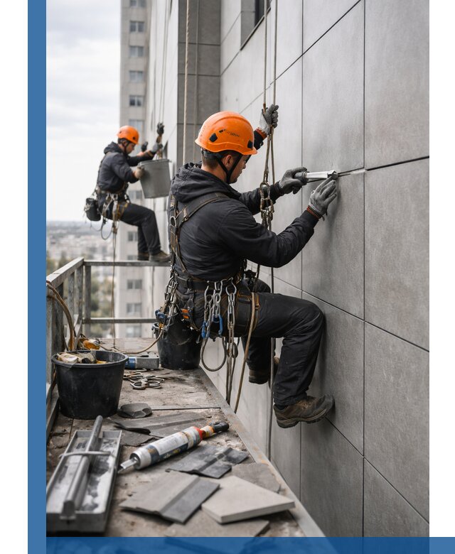 Профессиональный ремонт фасада из керамогранита в Новотроицке