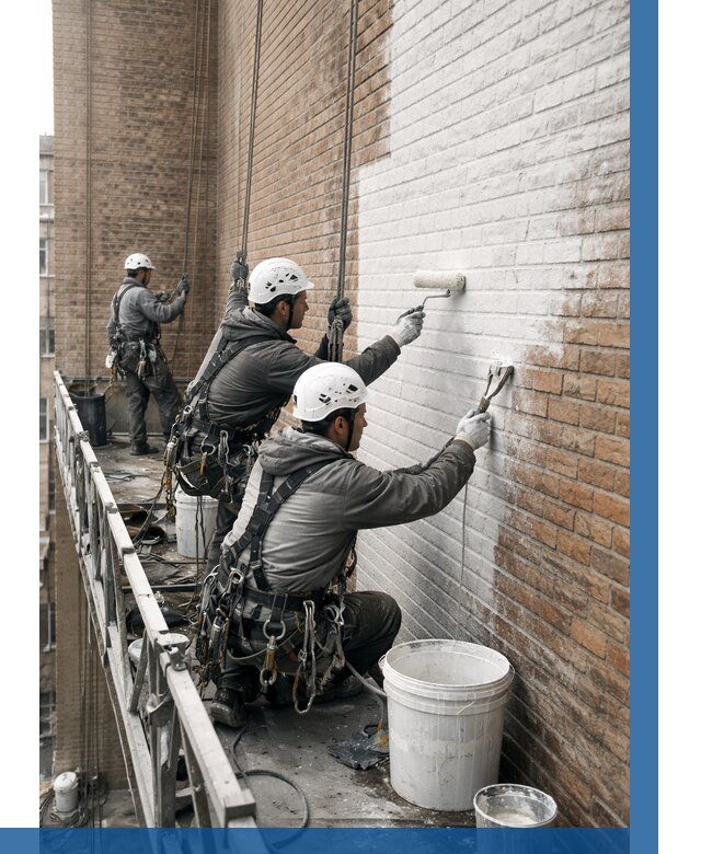 Покраска кирпичного фасада в Новотроицке от 366 р. | ВЫСОТНИК-Нвт