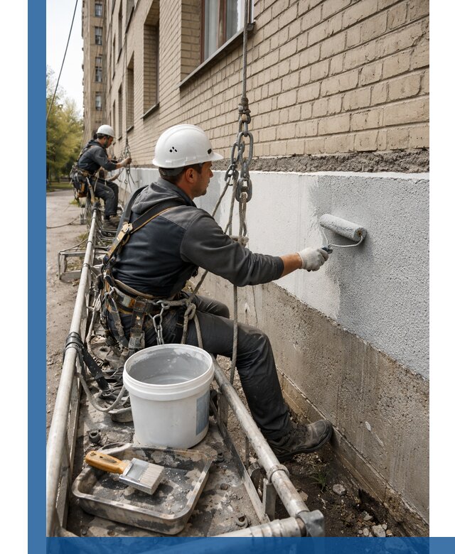 Окраска цоколя здания в Новотроицке профессионально и надежно