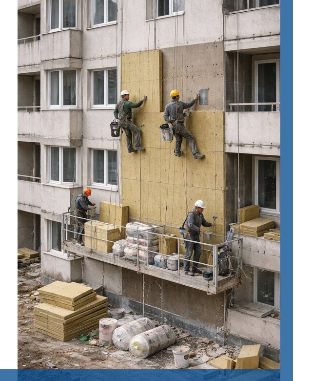 Утепление фасада минватой в Новотроицке от 1570 р. | ВЫСОТНИК-Нвт