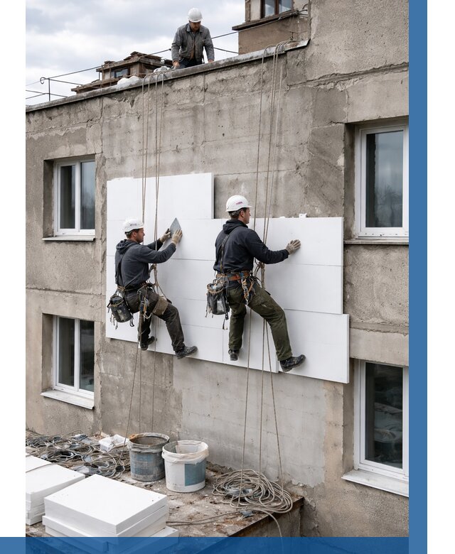 Утепление фасада пенополистиролом в Новотроицке от 1884 р. | ВЫСОТНИК-Нвт