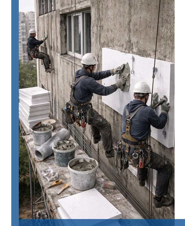 Утепление фасада пенополистиролом в Новотроицке под ключ