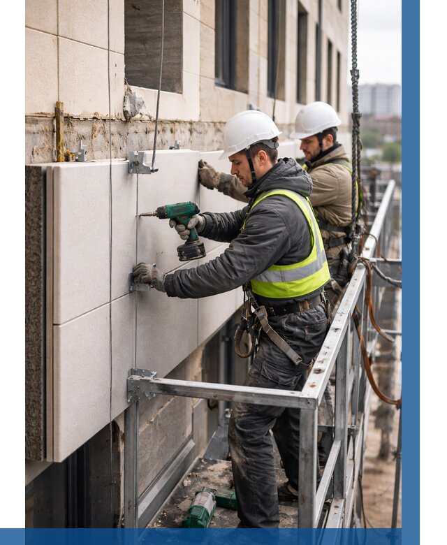 Монтаж фасадных термопанелей в Новотроицке от 1570 р. | ВЫСОТНИК-Нвт