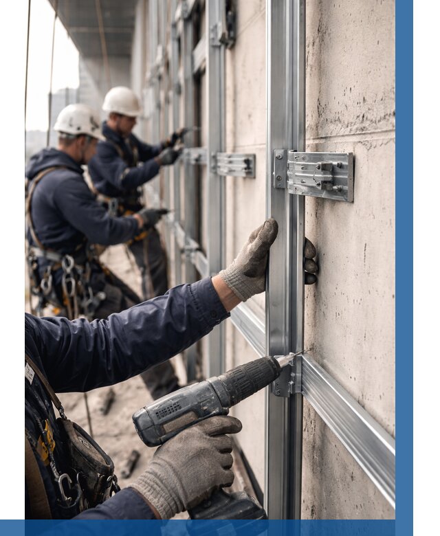 Монтаж подсистемы вентфасада в Новотроицке от 890 р. | ВЫСОТНИК-Нвт