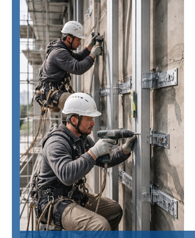 Монтаж и крепление подсистемы вентфасада в Новотроицке