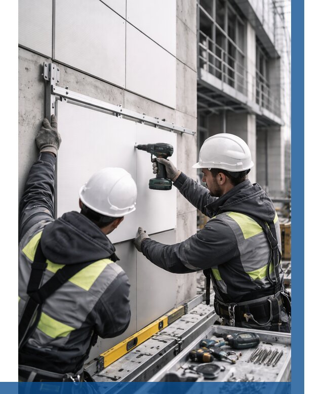 Монтаж композитных панелей фасада в Новотроицке от 2617 р. | ВЫСОТНИК-Нвт