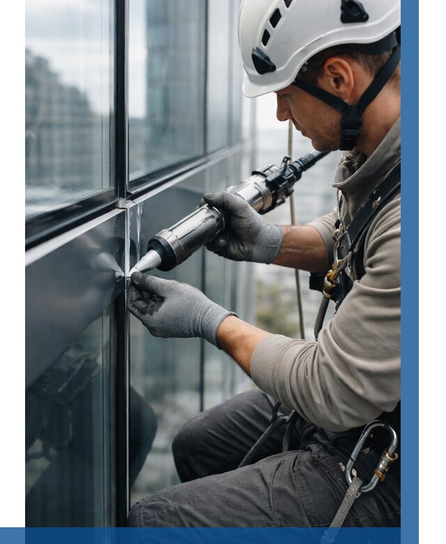 Герметизация стыков витража в Новотроицке от 1256 р. | ВЫСОТНИК-Нвт