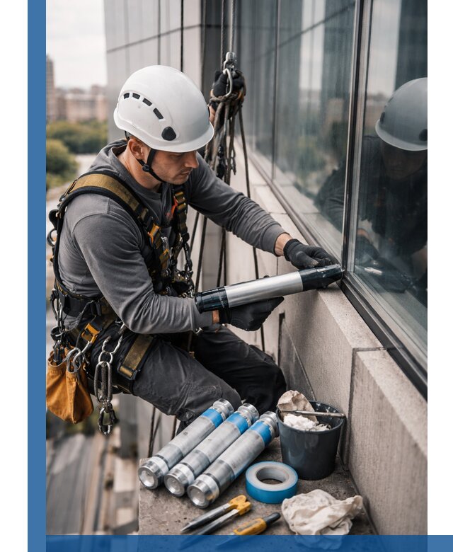 Герметизация стыков витража в Новотроицке для герметичных фасадов