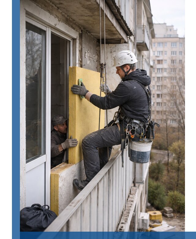 Профессиональное утепление балкона снаружи в Новотроицке под ключ