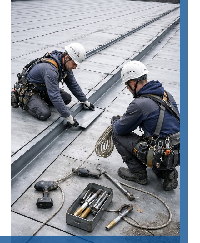 Ремонт фальцевой кровли в Новотроицке от 733 р. | ВЫСОТНИК-Нвт