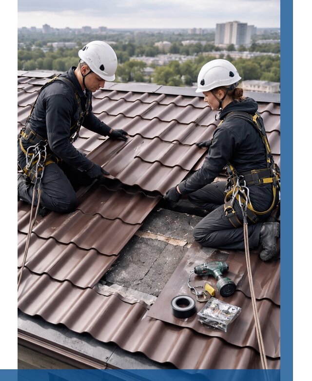 Ремонт металлочерепицы на крыше в Новотроицке от 942 р. | ВЫСОТНИК-Нвт