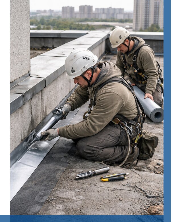 Ремонт кровельных примыканий в Новотроицке от 1256 р. | ВЫСОТНИК-Нвт