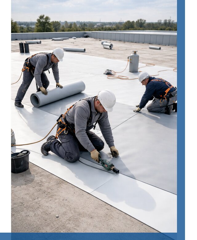 Монтаж мембранной кровли под ключ в Новотроицке от 1256 р. | ВЫСОТНИК-Нвт