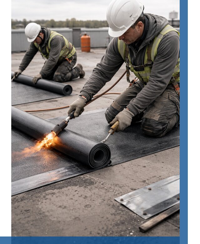 Монтаж наплавляемой кровли в Новотроицке от 890 р. — ВЫСОТНИК-Нвт