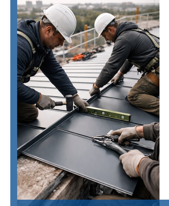 Монтаж фальцевой кровли в Новотроицке для промышленных зданий