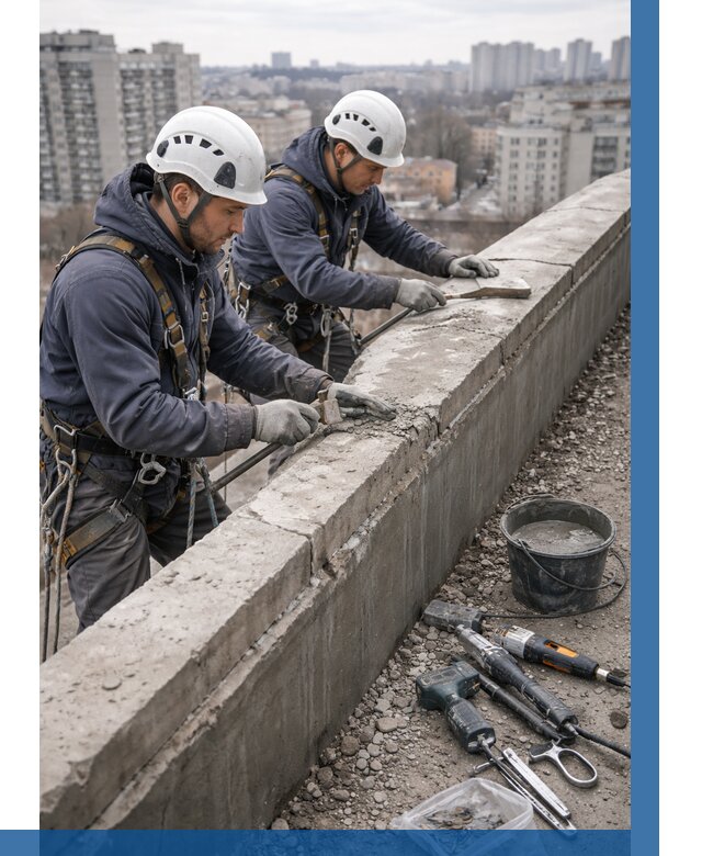 Ремонт парапета на кровле в Новотроицке от 1570 р. | ВЫСОТНИК-Нвт