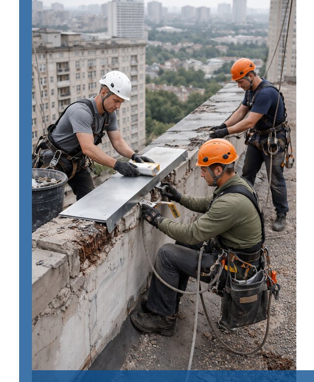 Ремонт парапета на кровле в Новотроицке, высотные работы с гарантией