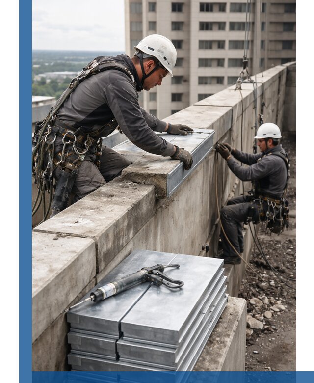 Замена парапетных крышек и установка новых в Новотроицке