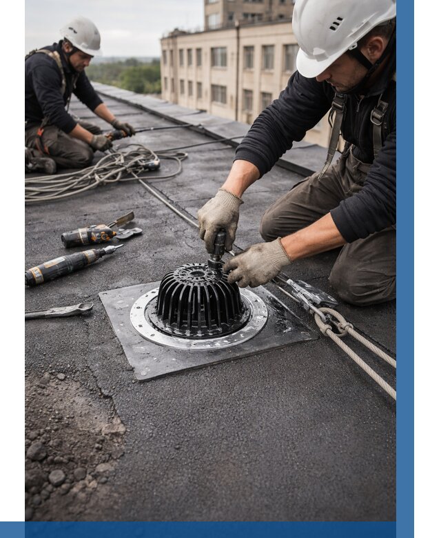 Установка водосточных воронок в Новотроицке цена от 3664 р. | ВЫСОТНИК-Нвт