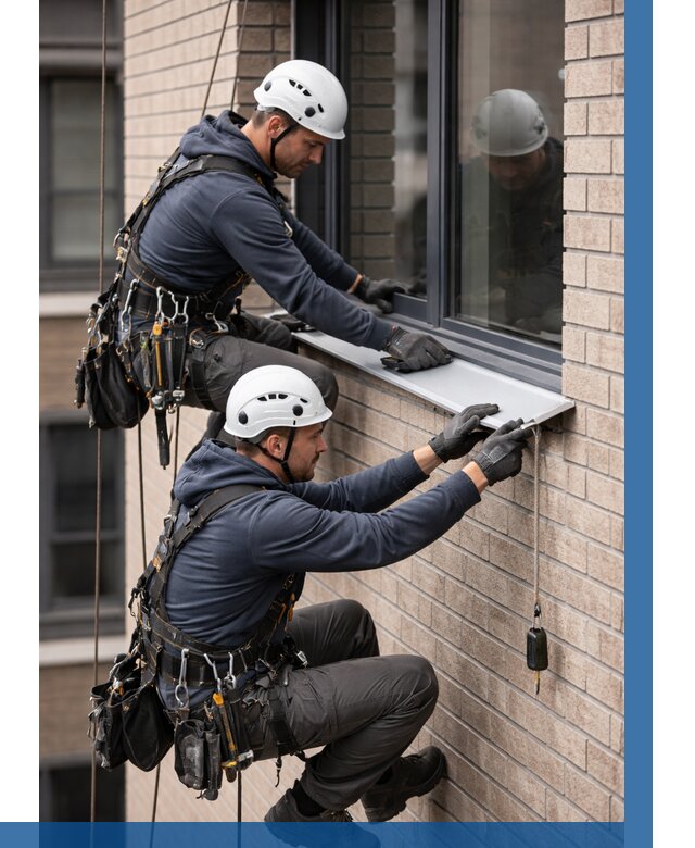 Монтаж оконных отливов под ключ в Новотроицке от 3664 р. | ВЫСОТНИК-Нвт