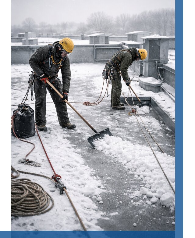 Очистка крыши от снега в Новотроицке от 7851 р. | ВЫСОТНИК-Нвт