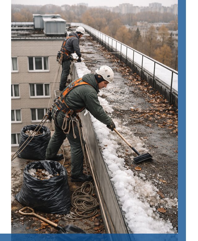 Очистка кровли по периметру в Новотроицке от 576 р. | ВЫСОТНИК-Нвт