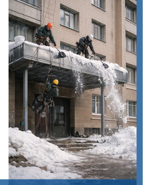 Очистка козырьков от снега в Новотроицке от 3664 р. | ВЫСОТНИК-Нвт