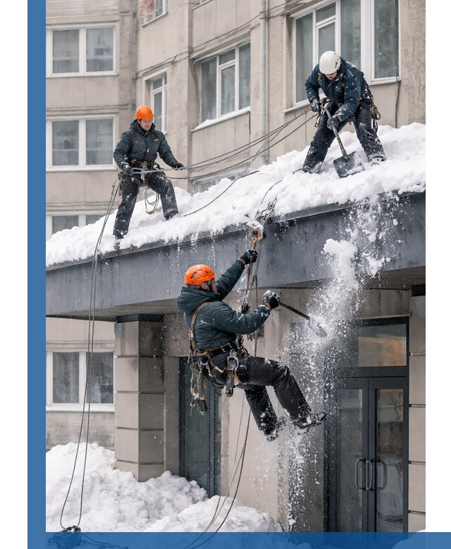 Безопасная очистка навесов от снега в Новотроицке круглогодично