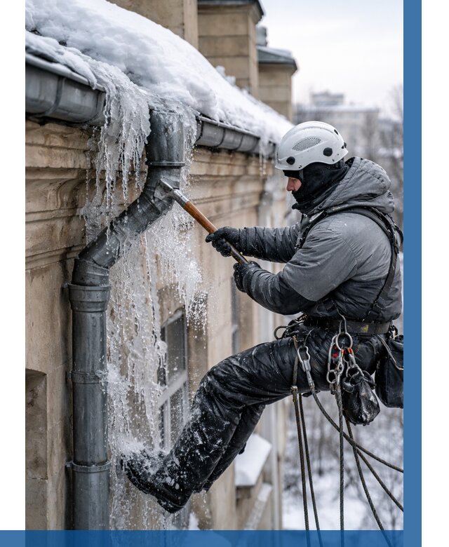 Очистка водостоков от льда в Новотроицке от 3664 р. | ВЫСОТНИК-Нвт