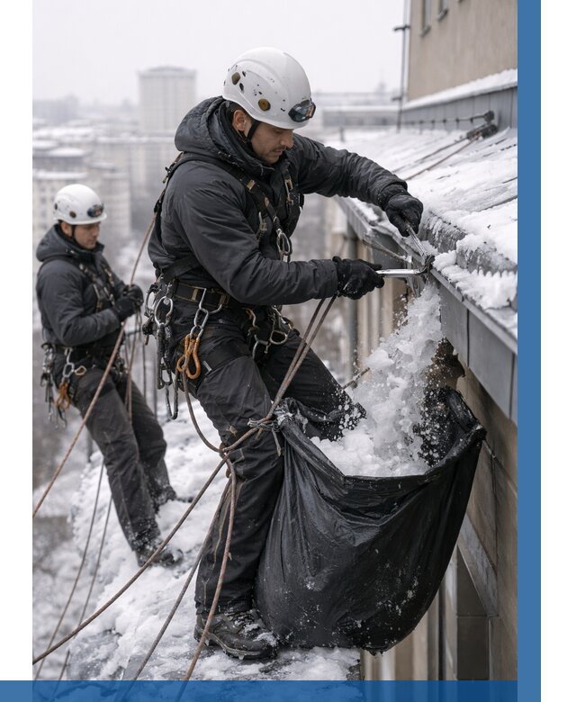 Аварийная очистка крыши в Новотроицке под ключ от 314 р. | ВЫСОТНИК-Нвт