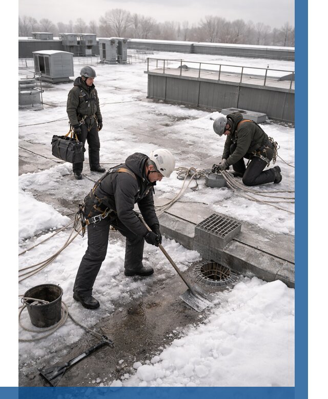 Абонентское обслуживание кровли зимой в Новотроицке от 8374 р. | ВЫСОТНИК-Нвт