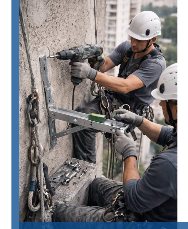 Установка кронштейнов кондиционера и крепежа в Новотроицке