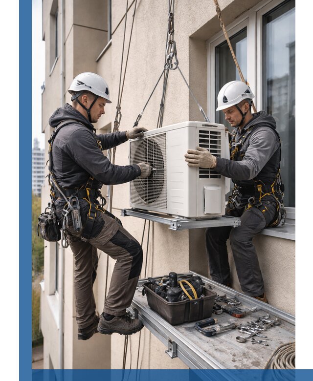 Перенос внешнего блока кондиционера в Новотроицке с монтажом и крепежом