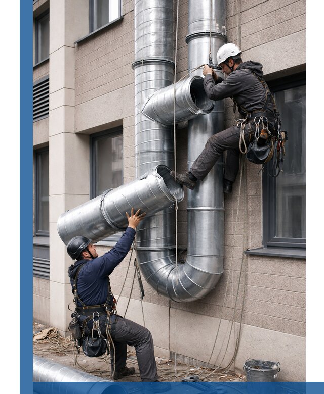 Монтаж фасадных воздуховодов в Новотроицке с герметизацией и крепежом
