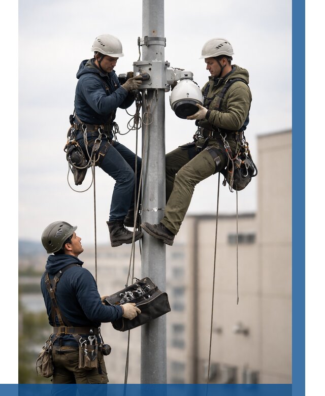 Установка видеокамер на мачте в Новотроицке от 8898 р. | ВЫСОТНИК-Нвт