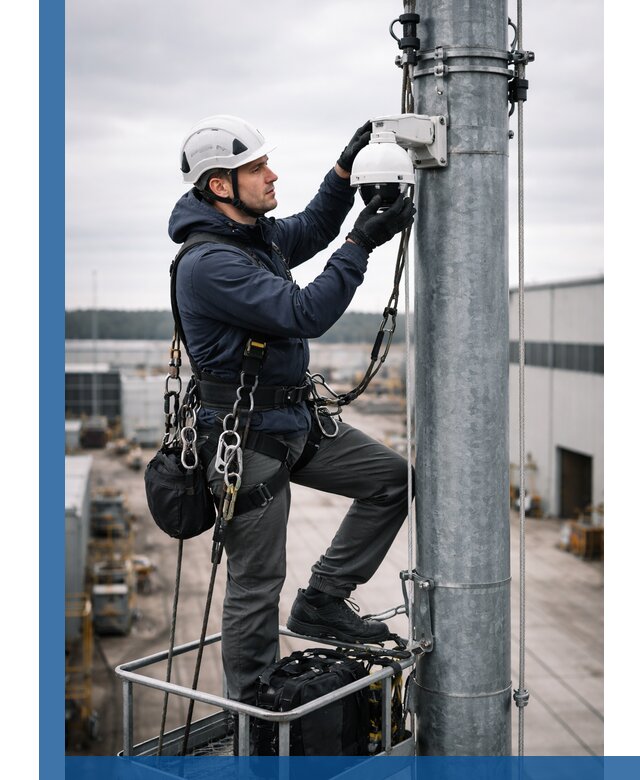 Профессиональная установка видеокамер на мачте в Новотроицке