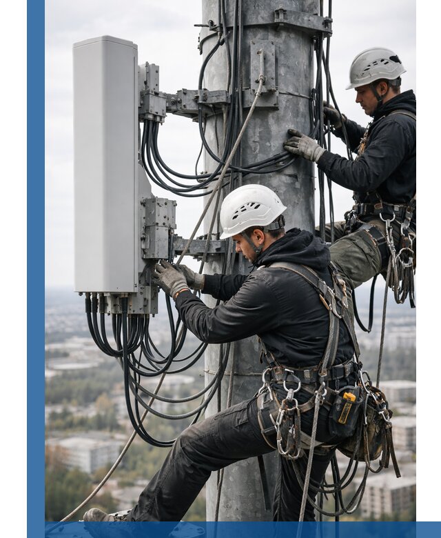 Монтаж оборудования связи на мачте в Новотроицке с пусконаладкой