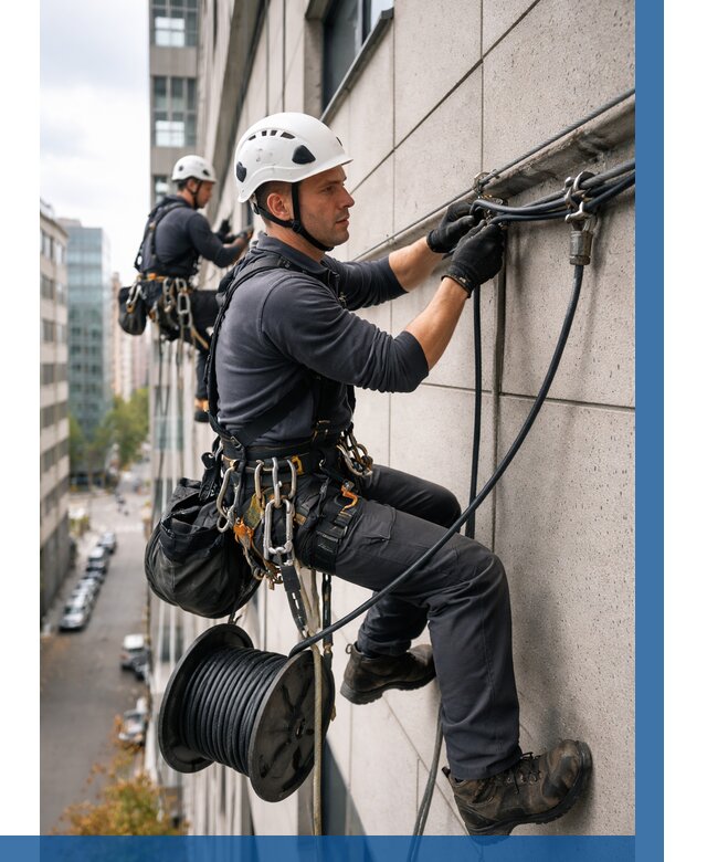 Прокладка кабеля по фасаду в Новотроицке от 366 р. | ВЫСОТНИК-Нвт