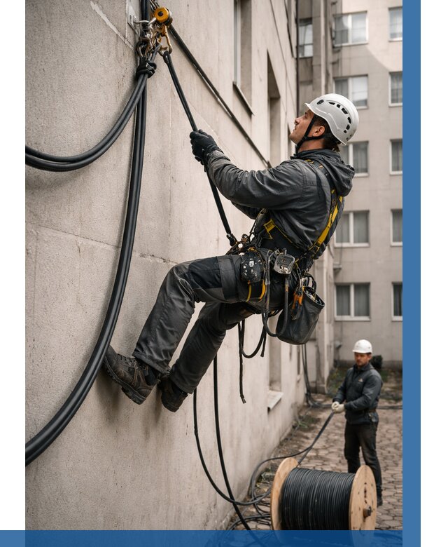 Протяжка кабеля питания на высоте в Новотроицке от 471 р. | ВЫСОТНИК-Нвт