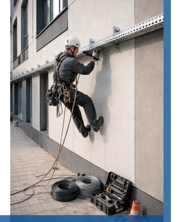 Монтаж кабельных лотков на фасаде в Новотроицке от 1256 р. | ВЫСОТНИК-Нвт