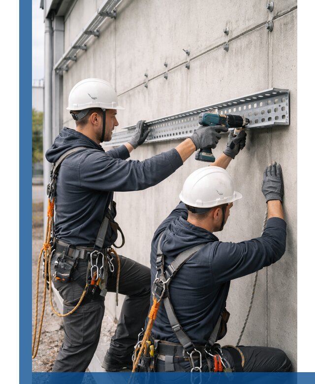 Монтаж кабельных лотков на фасаде зданий в Новотроицке с гарантией