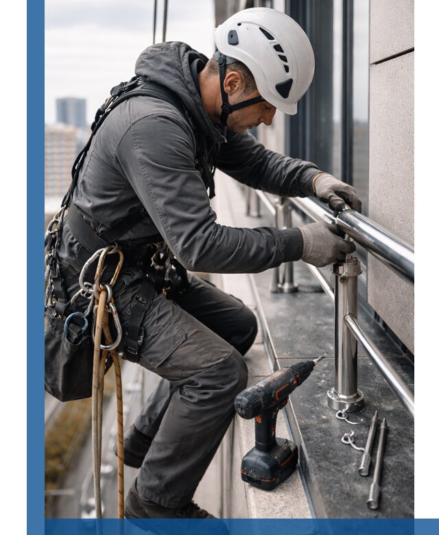 Монтаж ограждений на высоте в Новотроицке для зданий и конструкций